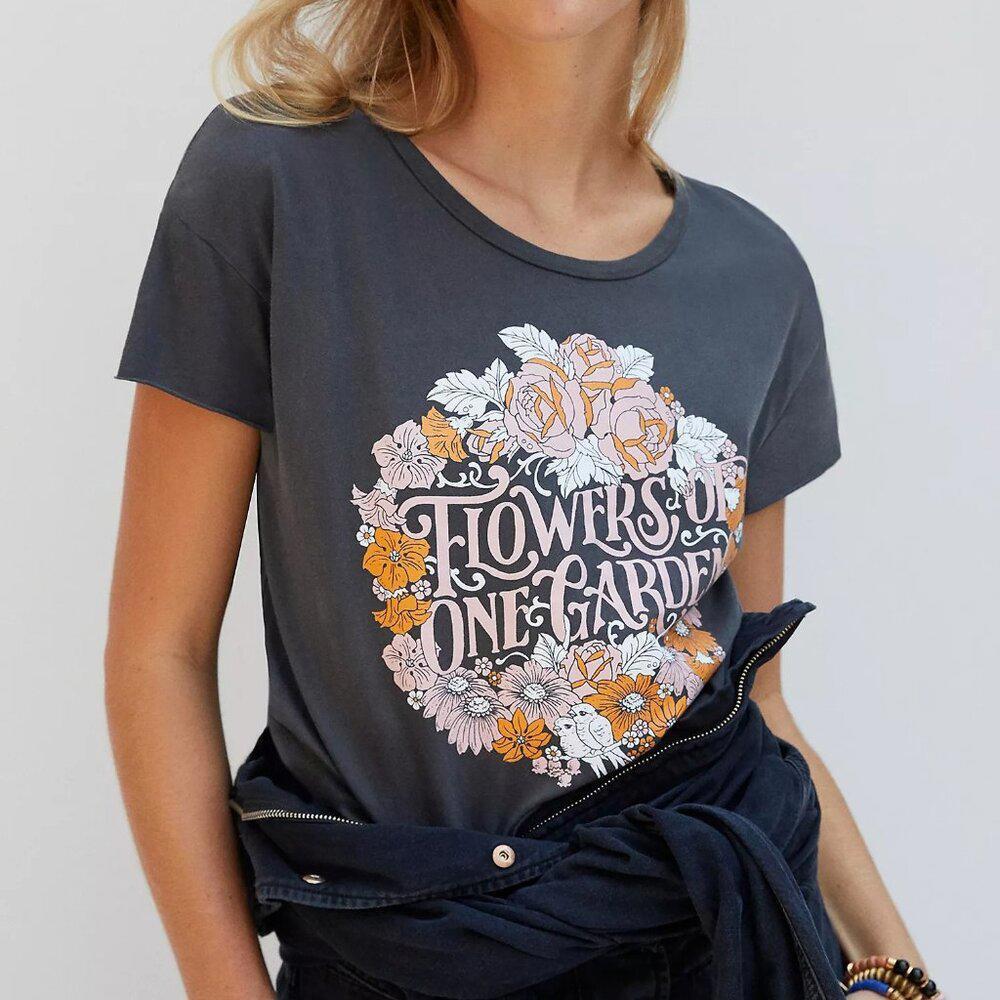 Anthropologie Midnight Rider Flowers Of One Garden Graphic Tee